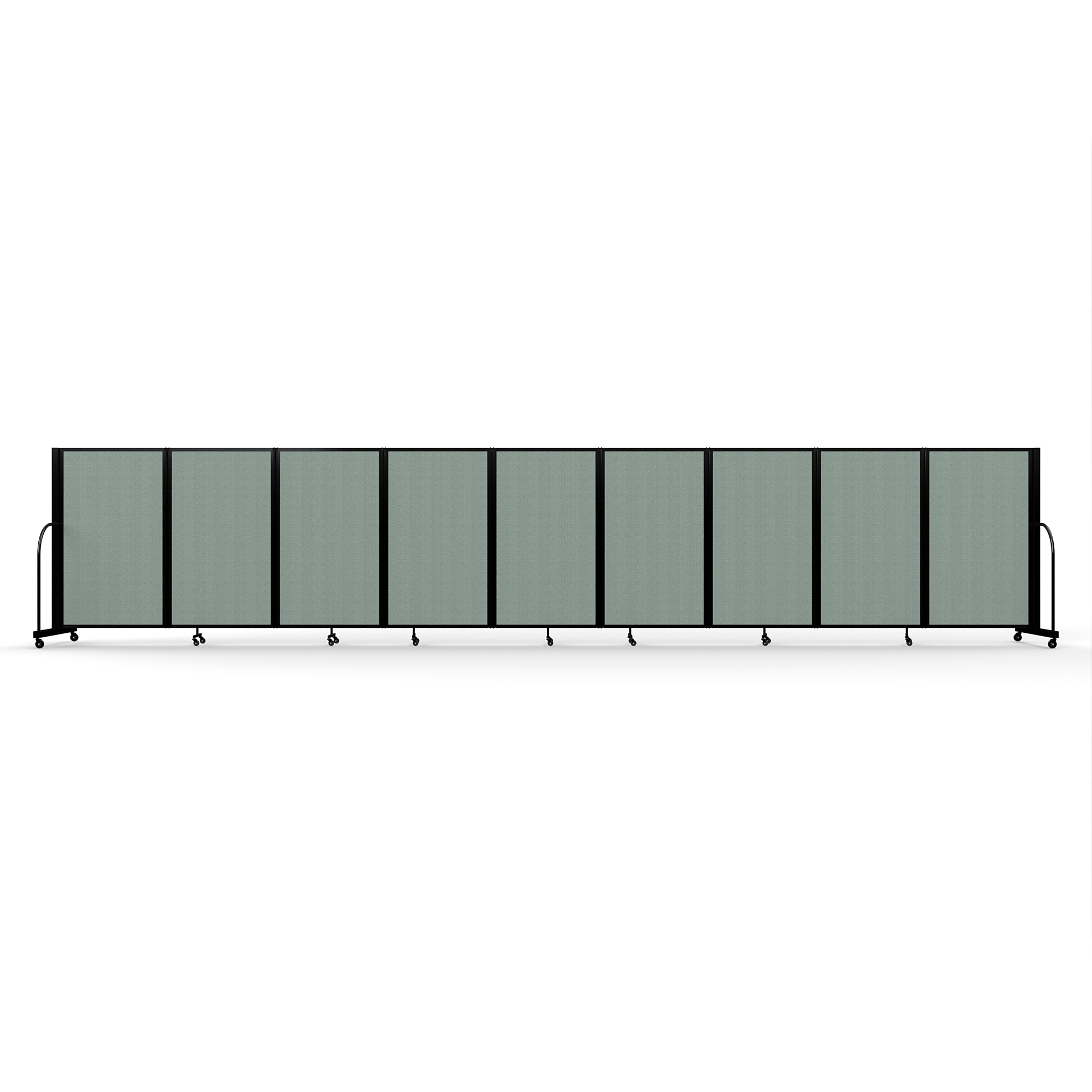 Screenflex Full Motion Divider, 5' x 25'1", Black Frame, Sea Green